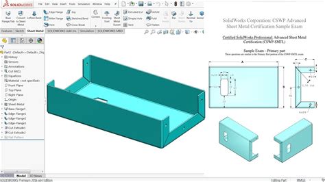 sheet metal solidworks exam|solidworks cswp sheet metal.